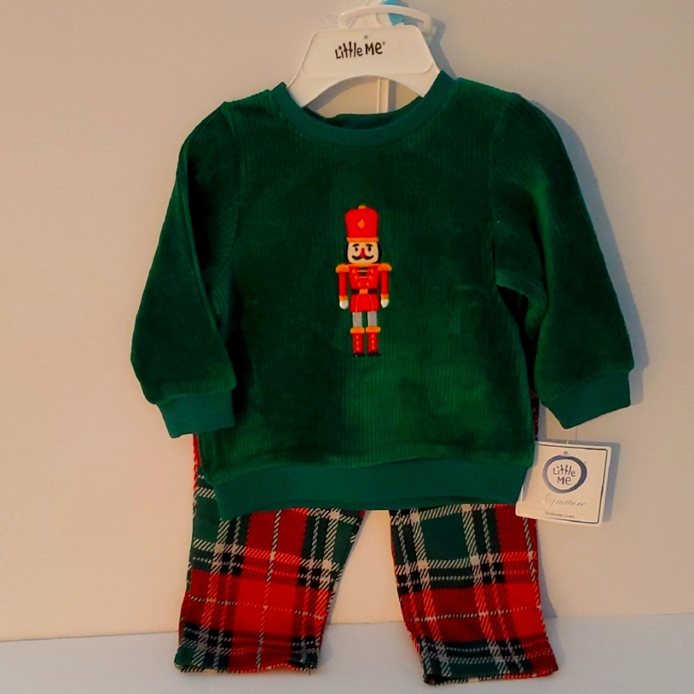 Little Me Green Nutcracker Set with Plaid Pants, Size 6 Mos, NWT